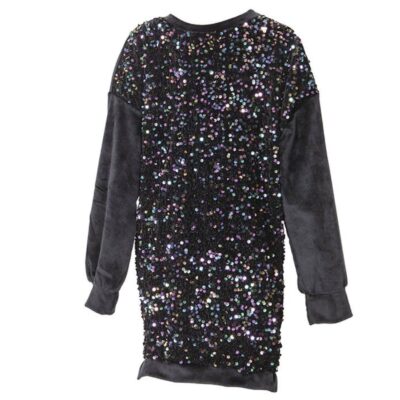 M&B Kid's Fashion Παιδικό Φόρεμα Με Παγιέτα Βελουτέ Μαύρο
