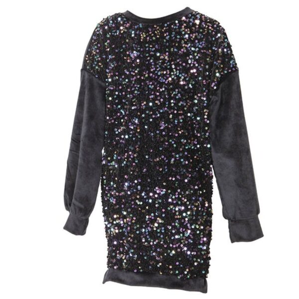 M&B Kid's Fashion Παιδικό Φόρεμα Με Παγιέτα Βελουτέ Μαύρο