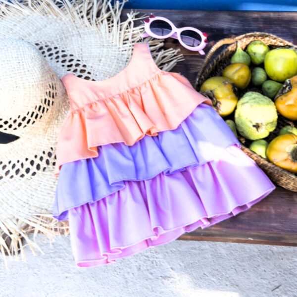 M&B Kid's Fashion Παιδικό Φόρεμα Tricolore Βαμβακερό - Image 2