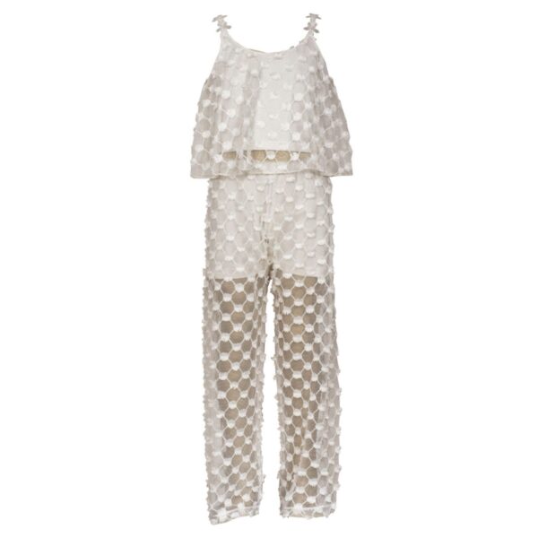 M&B Kid's Fashion Παιδικό Σετ Μπλούζα Με Ραντάκι Και Παντελόνι Λευκό