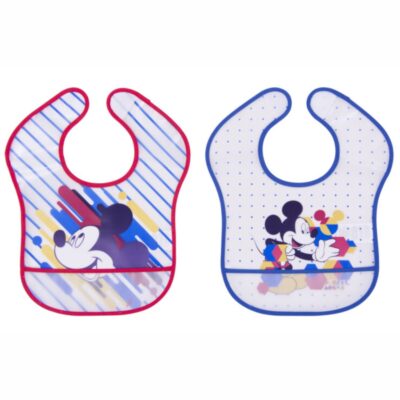 Disney Baby Mickey Mouse Σαλιάρες Πλαστικές Σετ 2τμχ