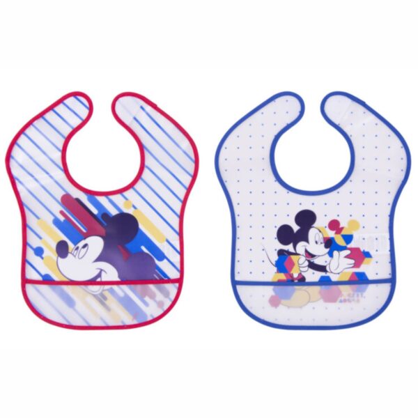Disney Baby Mickey Mouse Σαλιάρες Πλαστικές Σετ 2τμχ