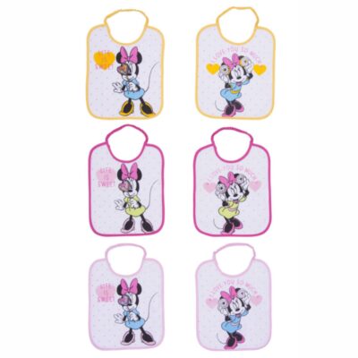 Disney Baby Minnie Mouse Σαλιάρες Με Λάστιχο Σετ 6τμχ