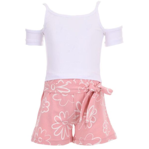 Nek Kids Wear Παιδικό Σετ με Σορτς Καλοκαιρινό 2τμχ Λευκό-ροζ