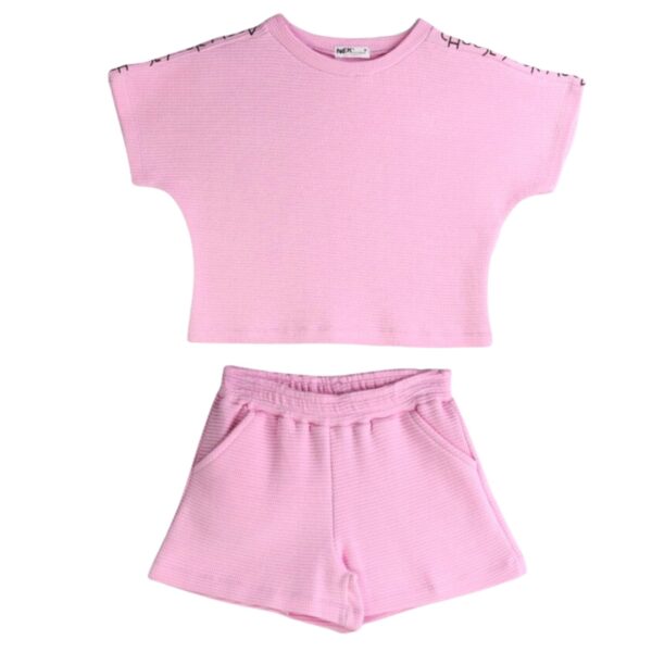 NEK Kids Wear Παιδικό Σετ Μπλούζα Με Σορτς Choose Βαμβακερό Ροζ
