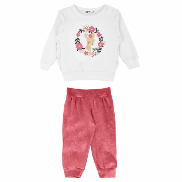 Nek Kids Wear Βρεφικό Σετ Φόρμας Λευκό Ελαφάκι