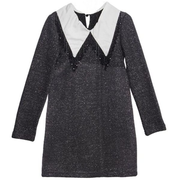 M&B Kid's Fashion Παιδικό Φόρεμα Μακρυμάνικο Μαύρο Με Γιακά Wednesday