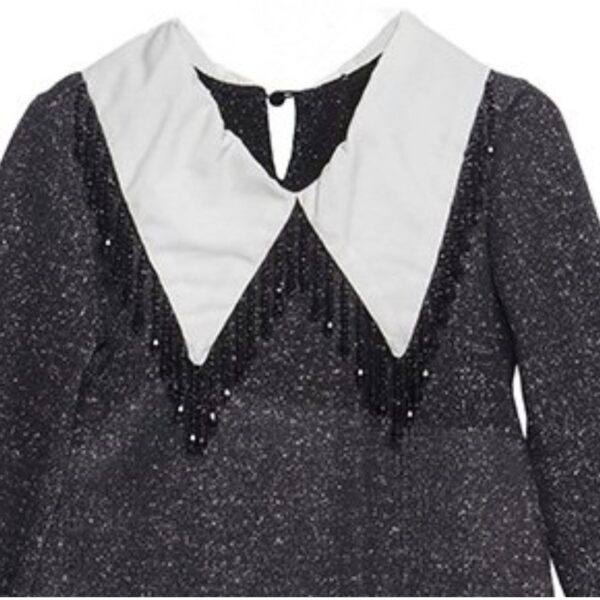 M&B Kid's Fashion Παιδικό Φόρεμα Μακρυμάνικο Μαύρο Με Γιακά Wednesday - Image 2