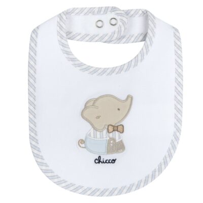 Chicco Βρεφική Σαλιάρα Λευκή Με Σχέδιο Υφασμάτινη