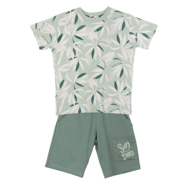 Nek Kids Wear Σετ Αγόρι 2τμχ Κοντομάνικη Μπλούζα Με Σορτς Φυστικί – Γκριζοπράσινο