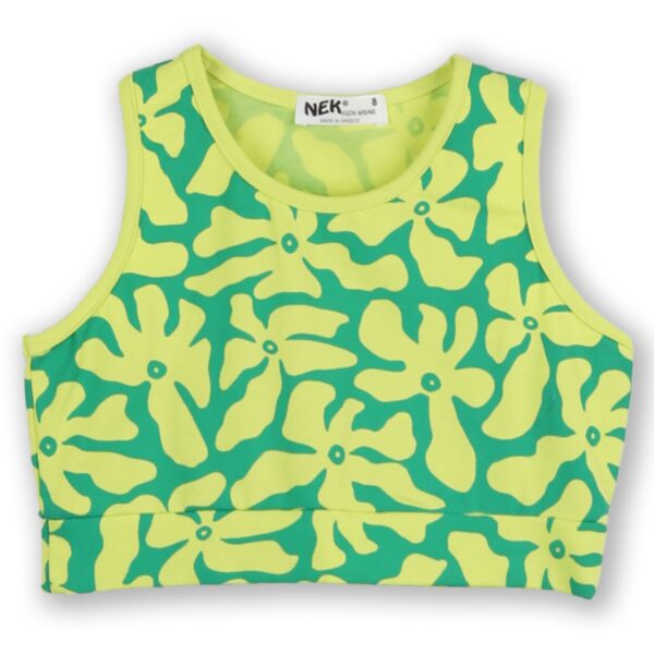 Nek Kids Wear Σετ Κορίτσι 2τχ Τοπ Με Κολάν Λεμονί – Σμαραγδί 24425 - Image 2