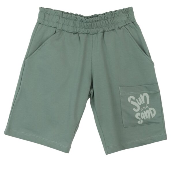 Nek Kids Wear Σετ Αγόρι 2τμχ Κοντομάνικη Μπλούζα Με Σορτς Φυστικί – Γκριζοπράσινο - Image 3