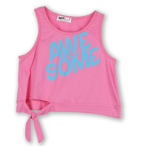 Nek Kids Wear Σετ Κορίτσι 2τχ Αμάνικο Μπλουζάκι Με Σορτς Ροζ – Εκρού 25025 - Image 2
