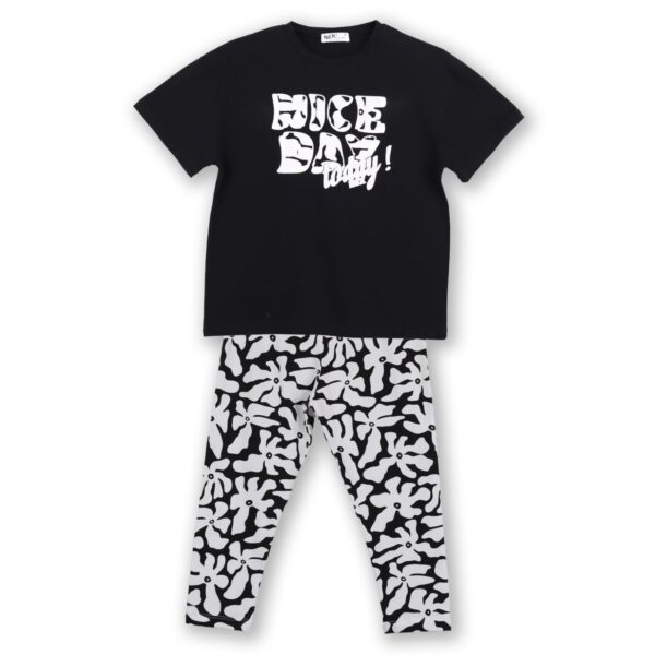 Nek Kids Wear Σετ Κορίτσι 2τχ Κοντομάνικο Μπλουζάκι Με Κολάν Ασπρόμαυρο 26425