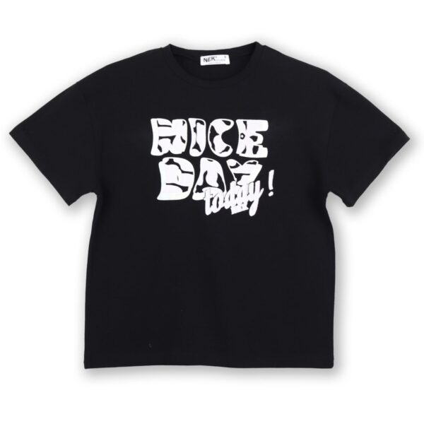 Nek Kids Wear Σετ Κορίτσι 2τχ Κοντομάνικο Μπλουζάκι Με Κολάν Ασπρόμαυρο 26425 - Image 2