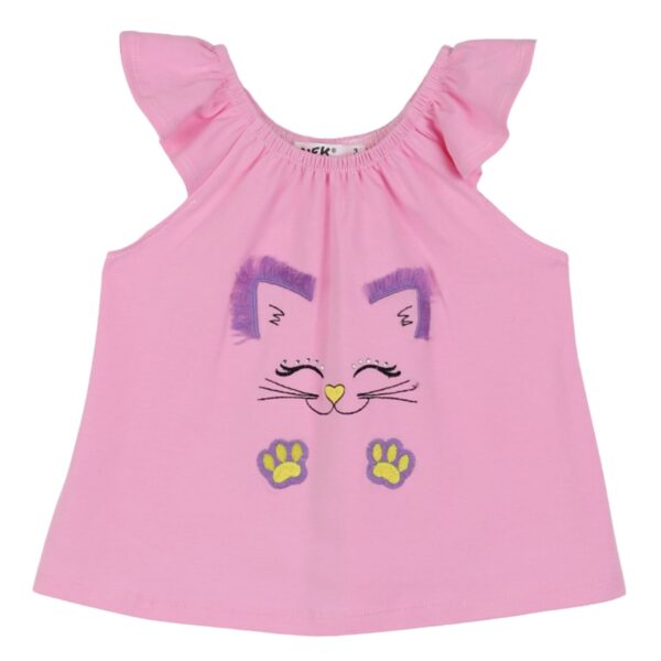 Nek Kids Wear Σετ Κορίτσι 2τχ Αμάνικο Μπλουζάκι Με Κολάν Ροζ-Κίτρινο - Image 2