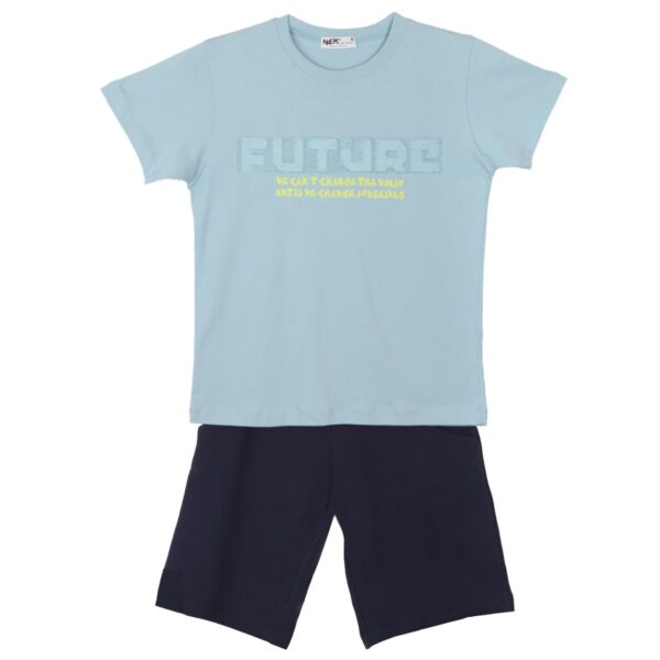 Nek Kids Wear Σετ Αγόρι 2τμχ Κοντομάνικη Μπλούζα Με Σορτς Σιελ 63625