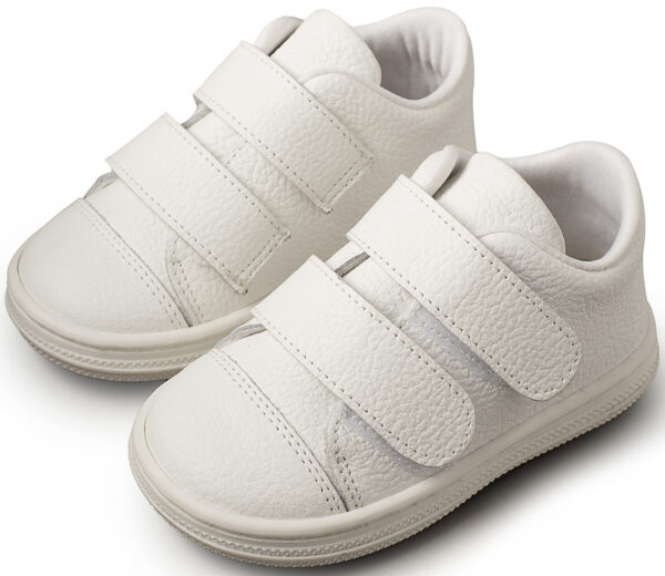 BABYWALKER Βαπτιστικό Δερμάτινο Σνίκερ Με Σκρατς Λευκό BS3028 - Image 3