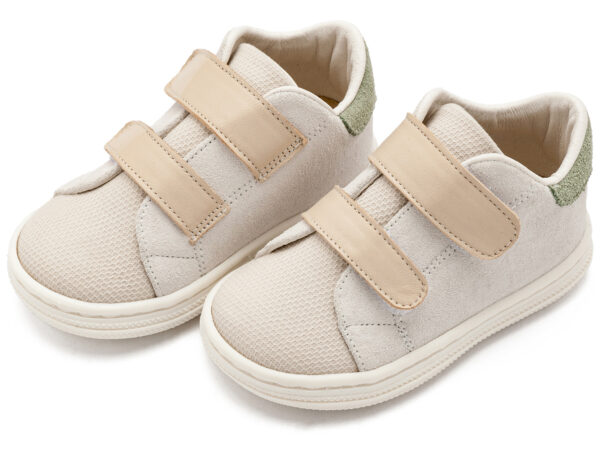 BABYWALKER Βαπτιστικό Σνίκερ Με Διπλή Μπαρέτα Χρατς Λευκό Μπεζ BS3085 - Image 3