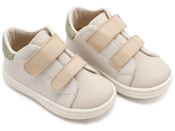 BABYWALKER Βαπτιστικό Σνίκερ Με Διπλή Μπαρέτα Χρατς Λευκό Μπεζ BS3085