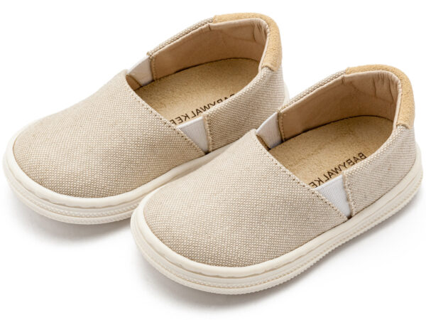 BABYWALKER Βαπτιστικό Υφασμάτινa Loafers Μπεζ BS3089 - Image 3