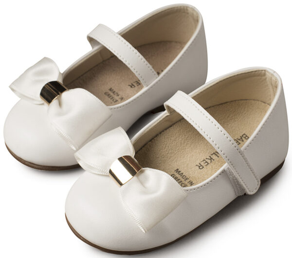 BABYWALKER Βαπτιστικό Γοβάκι  Μονή Μπαρέτα με Φιόγκο Λευκό BS3537 - Image 3