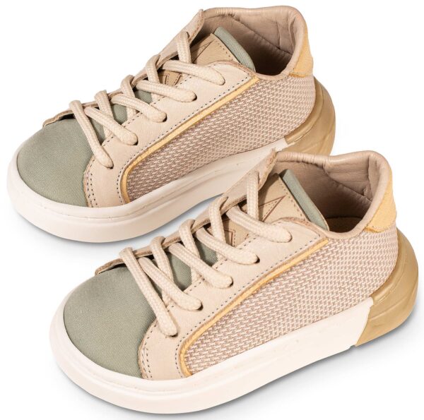 BABYWALKER Δίχρωμα Δετά Sneaker Μπεζ Μέντα EXC5280 - Image 3