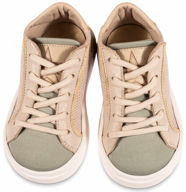 BABYWALKER Δίχρωμα Δετά Sneaker Μπεζ Μέντα EXC5280 - Image 2