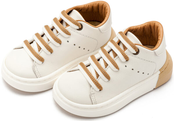 BABYWALKER Δετό Sneaker με Δίχρωμο Κορδόνι Λευκό- Μπεζ EXC5294 - Image 3