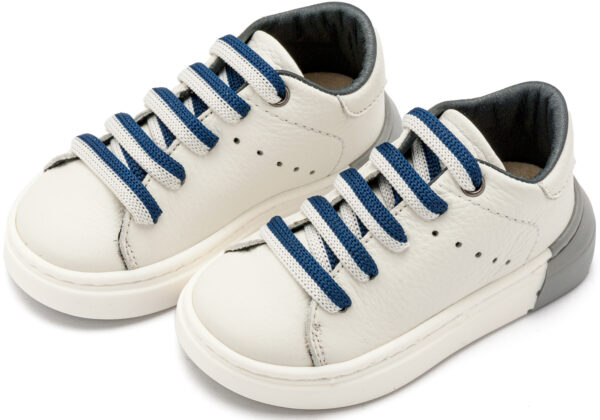 BABYWALKER Δετό Sneaker με Δίχρωμο Κορδόνι Λευκό- Μπλε EXC5294 - Image 3