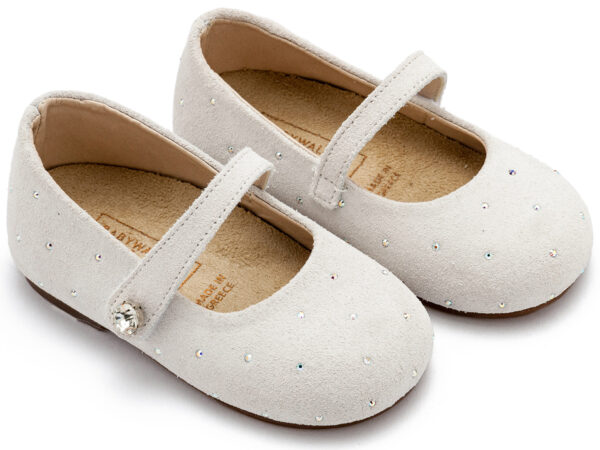BABYWALKER Γοβάκι Suede με Στρας Λευκό LU6009