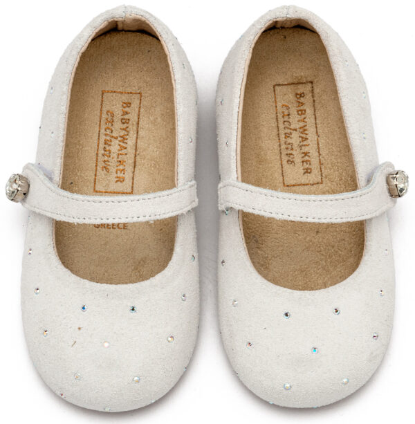 BABYWALKER Γοβάκι Suede με Στρας Λευκό LU6009 - Image 2
