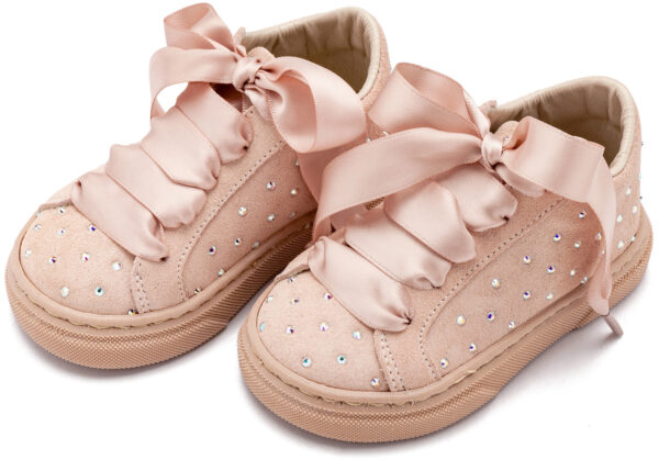 BABYWALKER Σνίκερ Suede με Στρας Νούντ LU6115 - Image 3