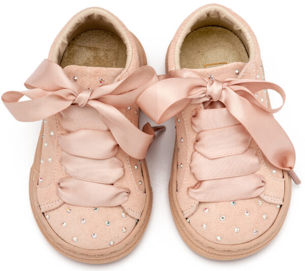 BABYWALKER Σνίκερ Suede με Στρας Νούντ LU6115 - Image 2