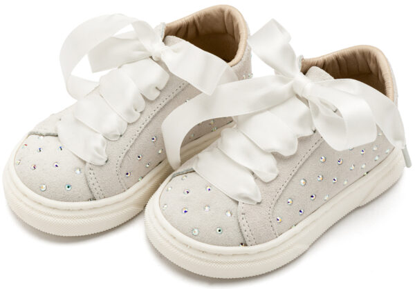 BABYWALKER Σνίκερ Suede με Στρας Λευκό LU6115 - Image 3