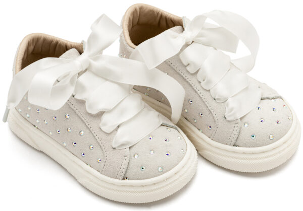 BABYWALKER Σνίκερ Suede με Στρας Λευκό LU6115