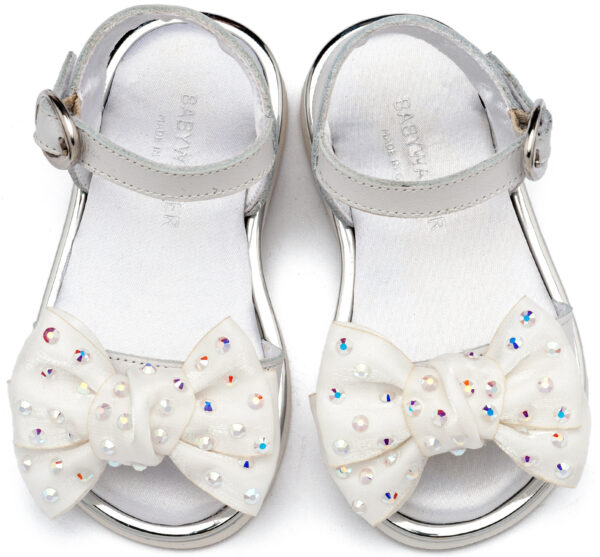 BABYWALKER Πέδιλο με Φιόγκο και Στρας Λευκό LU6122 - Image 2