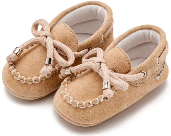 BABYWALKER Βαπτιστικό Καστόρινο Δετό Loafer Μπεζ MI1116 - Image 3