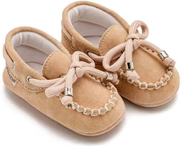 BABYWALKER Βαπτιστικό Καστόρινο Δετό Loafer Μπεζ MI1116