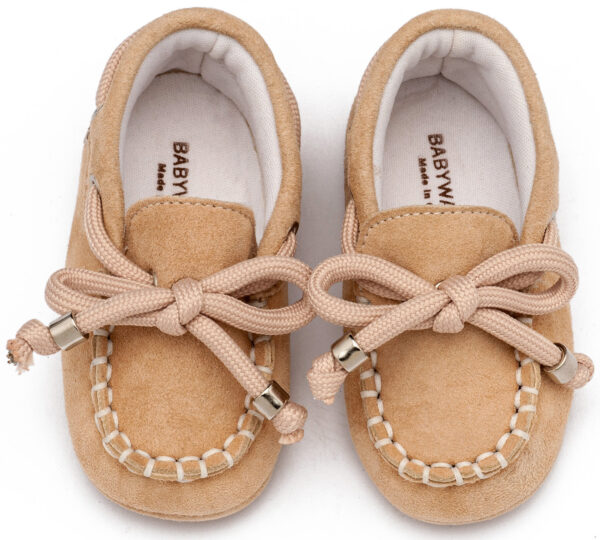 BABYWALKER Βαπτιστικό Καστόρινο Δετό Loafer Μπεζ MI1116 - Image 2