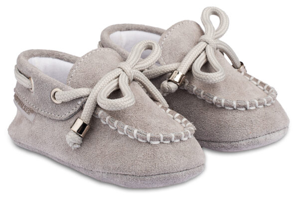 BABYWALKER Βαπτιστικό Καστόρινο Δετό Loafer Γκρι MI1116-2