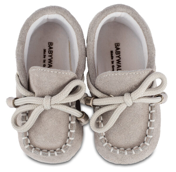 BABYWALKER Βαπτιστικό Καστόρινο Δετό Loafer Γκρι MI1116-2 - Image 2