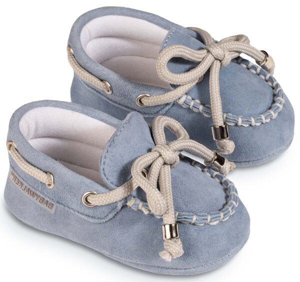 BABYWALKER Βαπτιστικό Καστόρινο Δετό Loafer Σιέλ MI1116