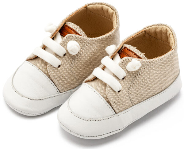 BABYWALKER Βαπτιστικό Δερμάτινο Sneakers Μπεζ MI1131 - Image 3