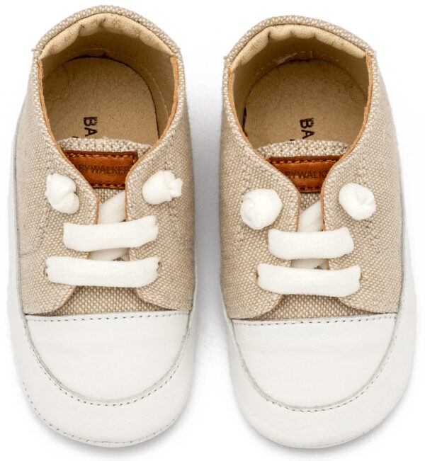 BABYWALKER Βαπτιστικό Δερμάτινο Sneakers Μπεζ MI1131 - Image 2