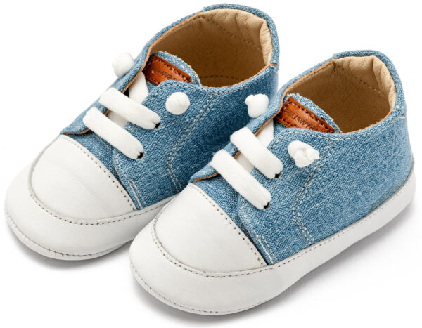 BABYWALKER Βαπτιστικό Δερμάτινο Sneakers Σιέλ MI1131-1 - Image 3