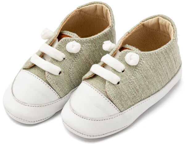 BABYWALKER Βαπτιστικό Δερμάτινο Sneakers Φυστικί MI1131 - Image 3