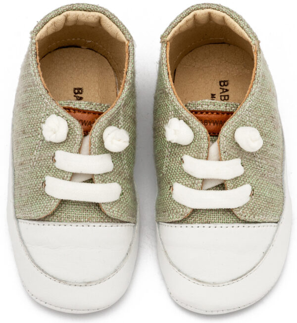 BABYWALKER Βαπτιστικό Δερμάτινο Sneakers Φυστικί MI1131 - Image 2