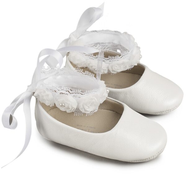 BABYWALKER Βαπτιστική Μπαλαρίνα Με Δέσιμο Στον Αστράγαλο Λευκή MI1506