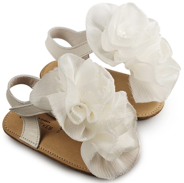 BABYWALKER Βαπτιστικό Πέδιλο Ιβουάρ Με Chiffon Λουλούδια MI1559